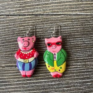 Novelty Pig Earrings Quirky Weird Nerd Pigs
